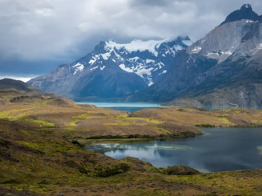 A viewpoint overlooking Lago Nordenskjöld with Cerro Paine in the distance