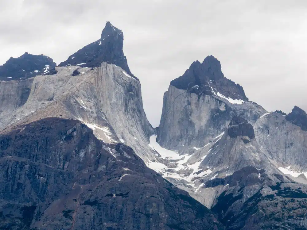 A view of Los Cuernos (The Horns) peaks in Torres Del Paine National Park